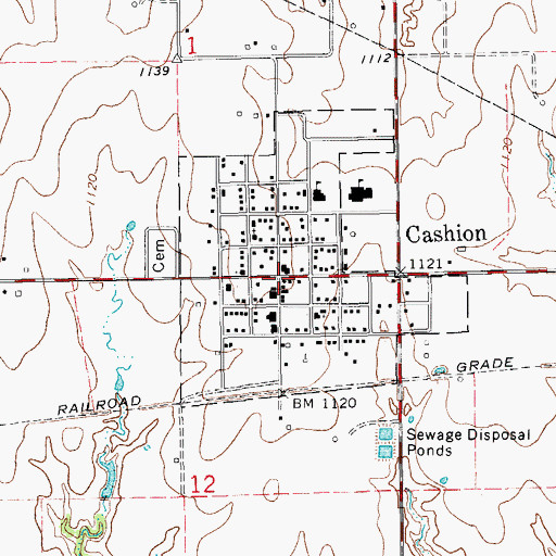 Topographic Map of Cashion Police Department, OK