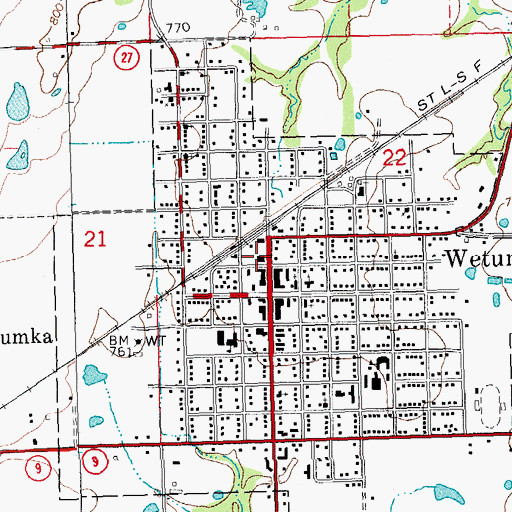 Topographic Map of Wetumka Police Department, OK
