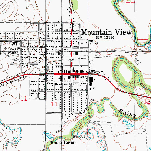 Topographic Map of Mountain View Police Department, OK