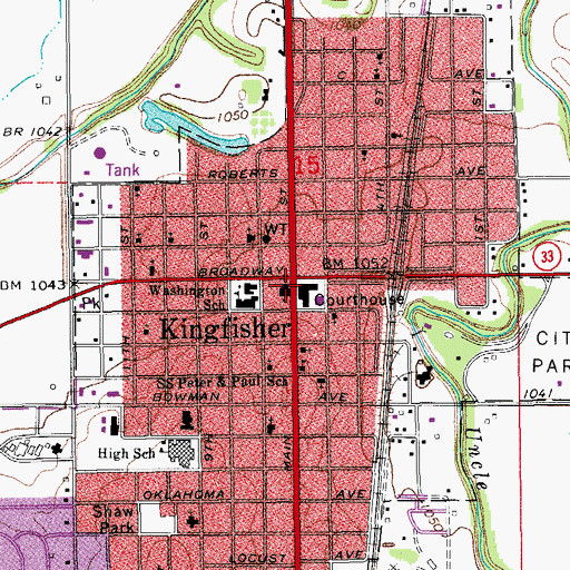 Topographic Map of Kingfisher County Sheriff Dept, OK