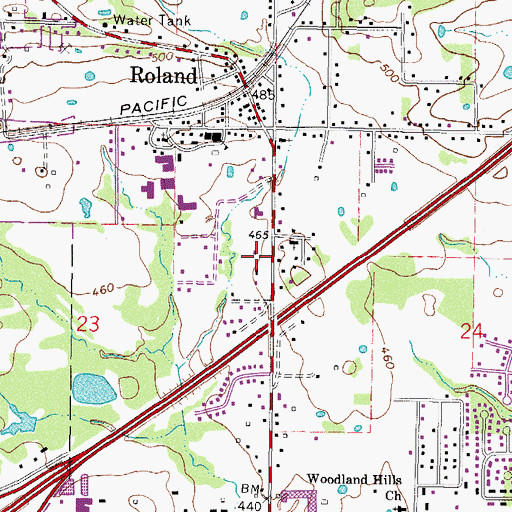 Topographic Map of Roland Police Department, OK