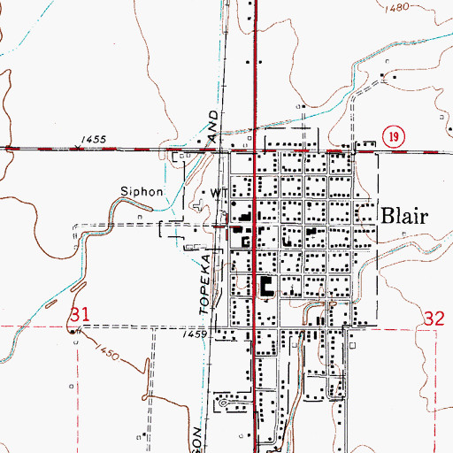 Topographic Map of Blair Police Department, OK