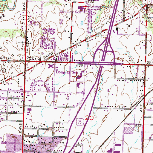 Topographic Map of Tulsa Police Department Gilcrease Division, OK