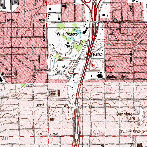 Topographic Map of Oklahoma City Police Department Will Rogers Division, OK