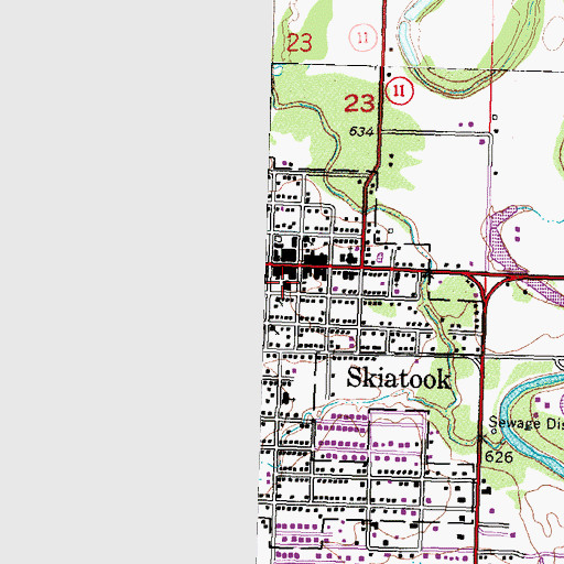 Topographic Map of Skiatook Police Department, OK