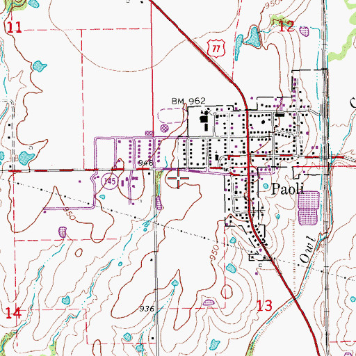 Topographic Map of Paoli Police Department, OK