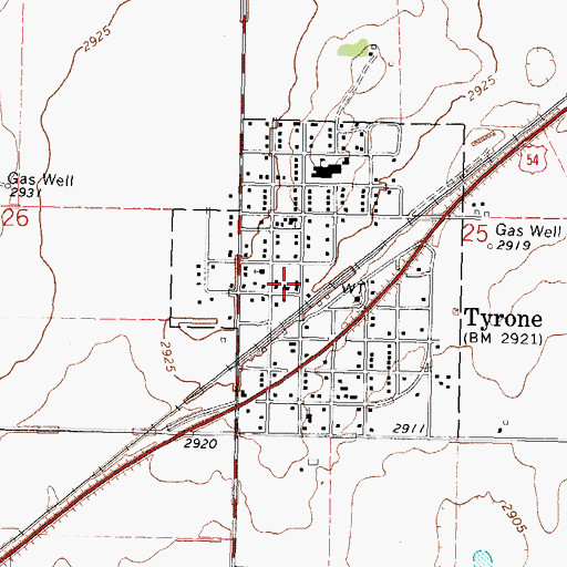 Topographic Map of Tyrone Police Department, OK