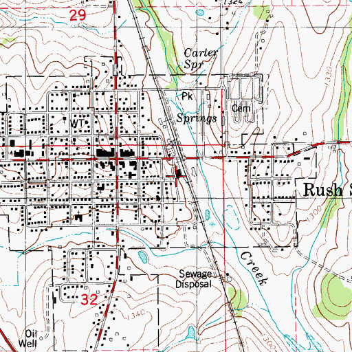 Topographic Map of Rush Springs Fire Department, OK