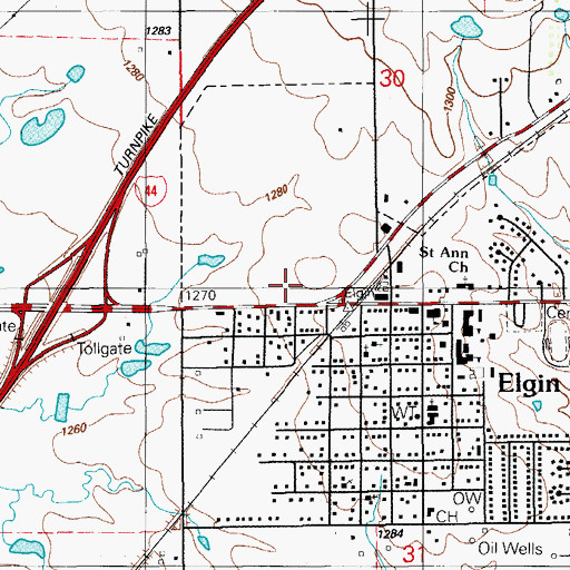 Topographic Map of Elgin Police Department, OK