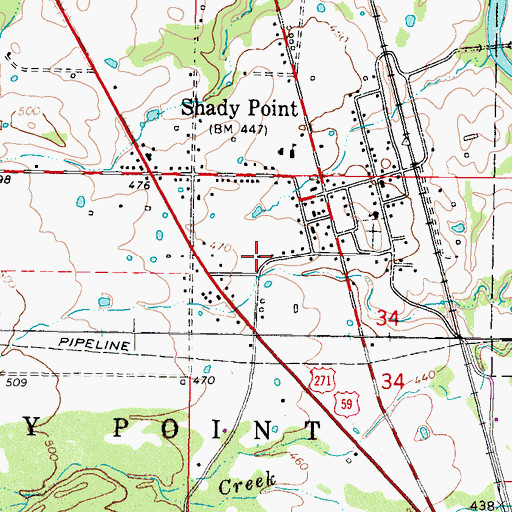 Topographic Map of Shady Point Police Department, OK