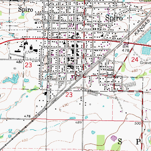 Topographic Map of Spiro Police Department, OK