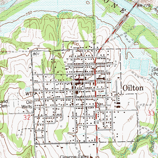 Topographic Map of Oilton Police Department, OK