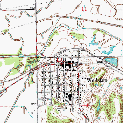 Topographic Map of Wellston Police Department, OK
