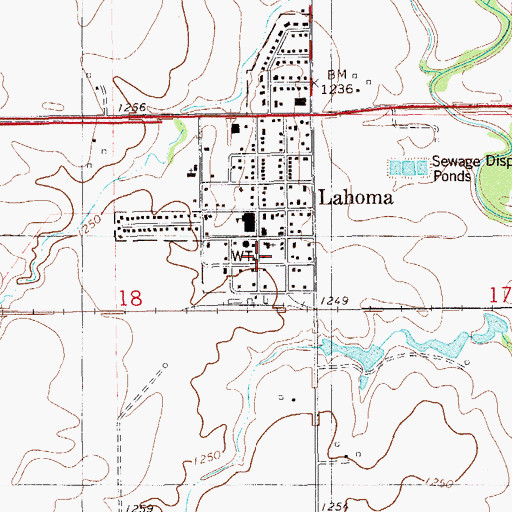 Topographic Map of Lahoma Police Department, OK