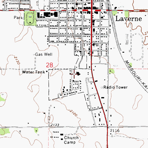Topographic Map of Laverne Police Department, OK