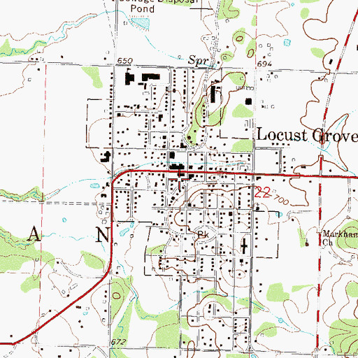 Topographic Map of Locust Grove Police Department, OK