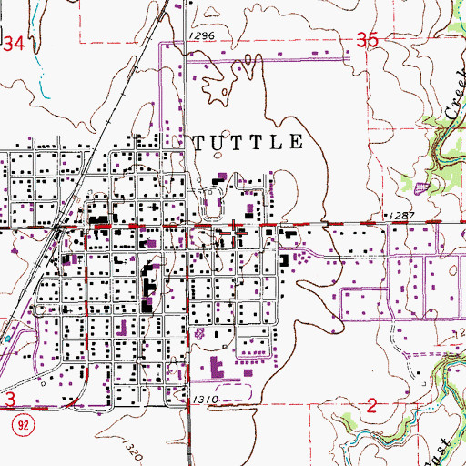 Topographic Map of Tuttle Police Department, OK