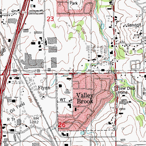 Topographic Map of Valley Brook Police Department, OK