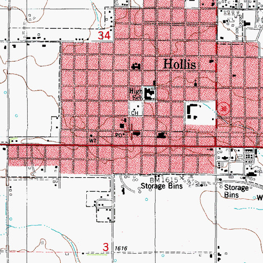 Topographic Map of Harmon County Sheriff's Office, OK