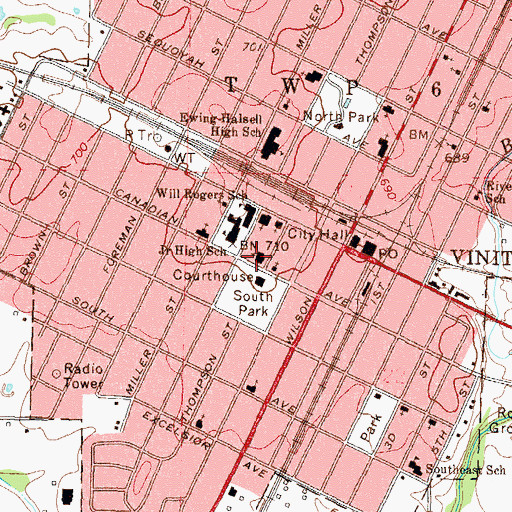 Topographic Map of Ketchum Police Department, OK