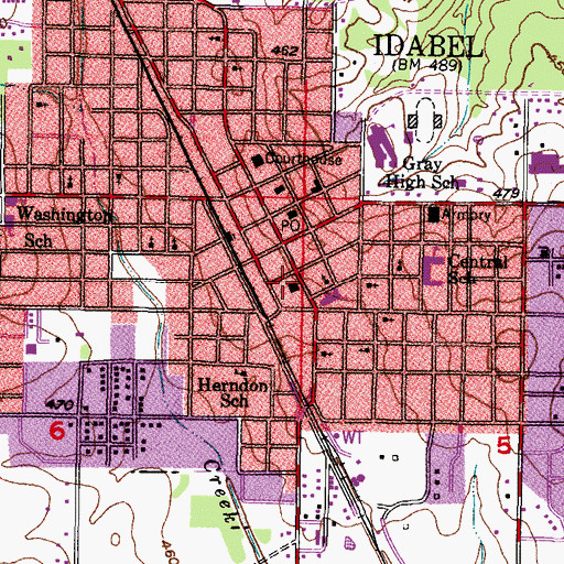 Topographic Map of Idabel Police Department, OK