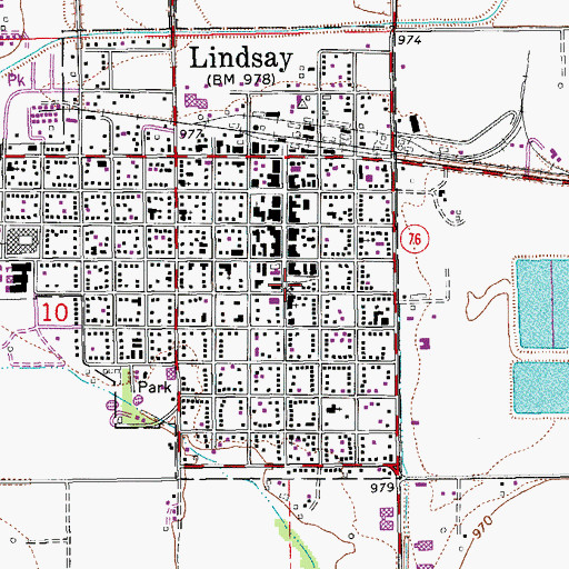 Topographic Map of Lindsay Police Department, OK