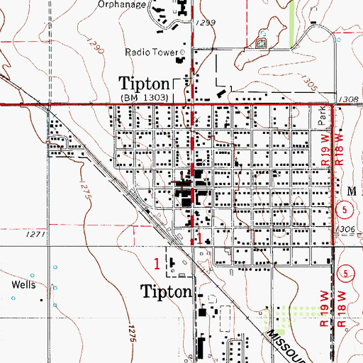 Topographic Map of Tipton Police Department, OK
