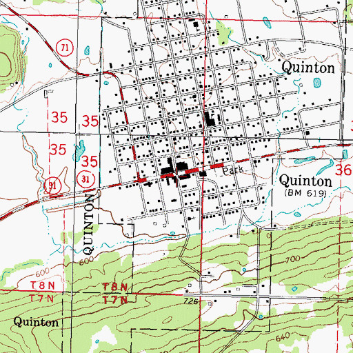 Topographic Map of Quinton Police Department, OK