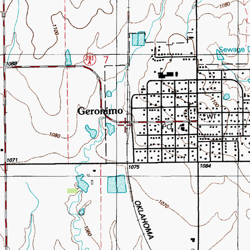 Topographic Map of Geronimo Police Department, OK