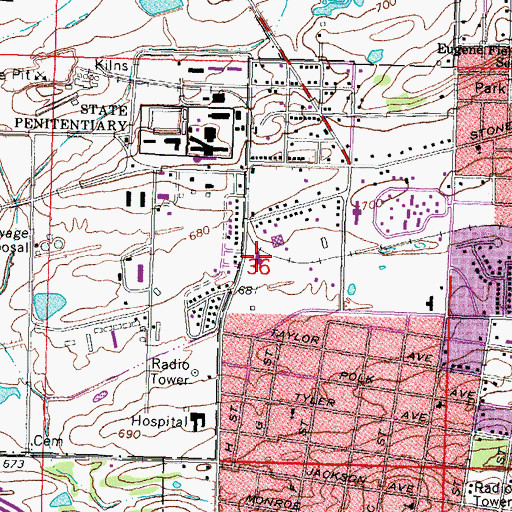 Topographic Map of Pittsburg County Sheriff's Office, OK