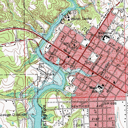 Topographic Map of Tishomingo Police Dept, OK