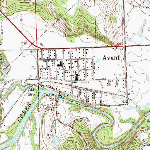 Topographic Map of Avant Police Department, OK