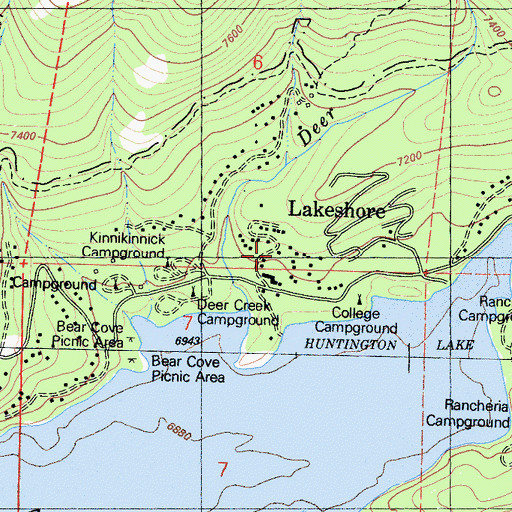Topographic Map of Lakeshore Village Resort, CA