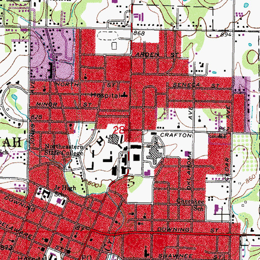 Topographic Map of Northeastern State University Police Department, OK