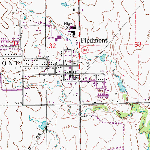 Topographic Map of Piedmont Police Department, OK