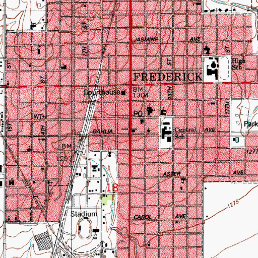 Topographic Map of Frederick Police Department, OK