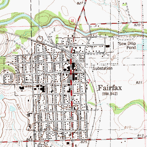 Topographic Map of Fairfax Police Department, OK