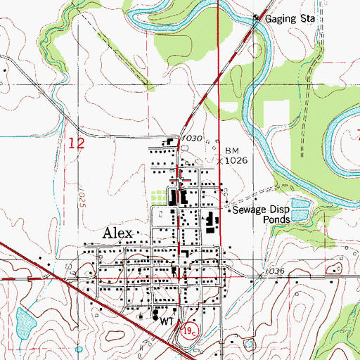 Topographic Map of Alex Police Department, OK
