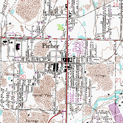 Topographic Map of Picher City Police Department, OK