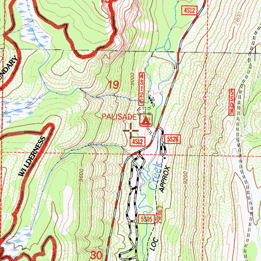 Topographic Map of Palisade Campground, CA