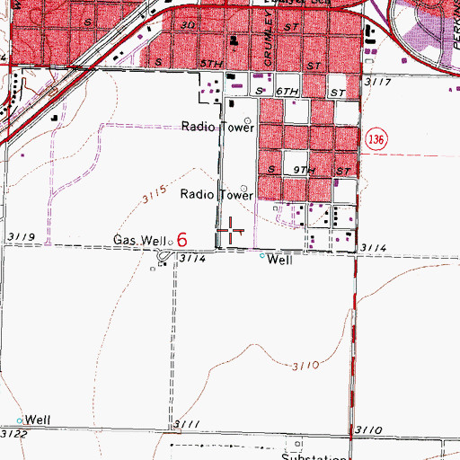 Topographic Map of Texas County Sheriff's Office, OK