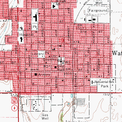 Topographic Map of Greenfield Police Department, OK