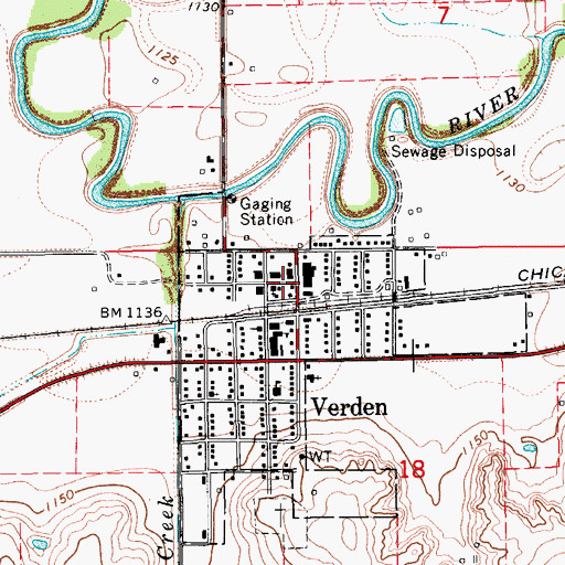 Topographic Map of Verden Police Department, OK