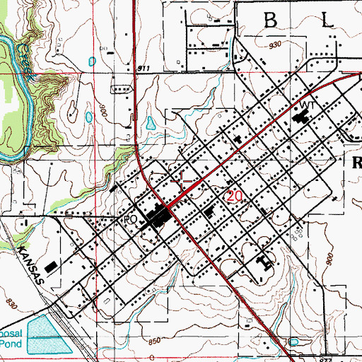 Topographic Map of Ryan Police Department, OK