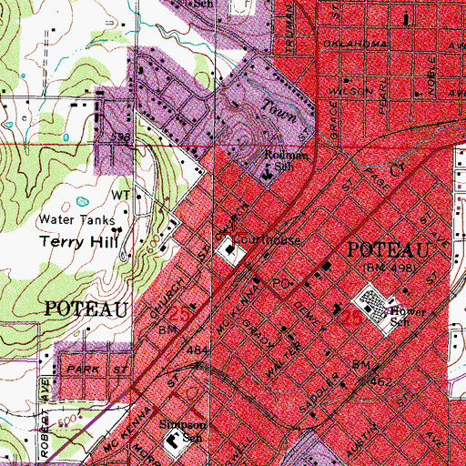 Topographic Map of Le Flore County Sheriff's Office, OK