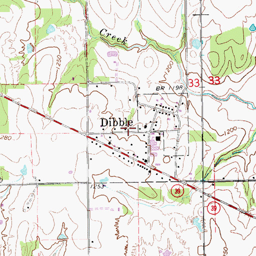 Topographic Map of Dibble Police Department, OK