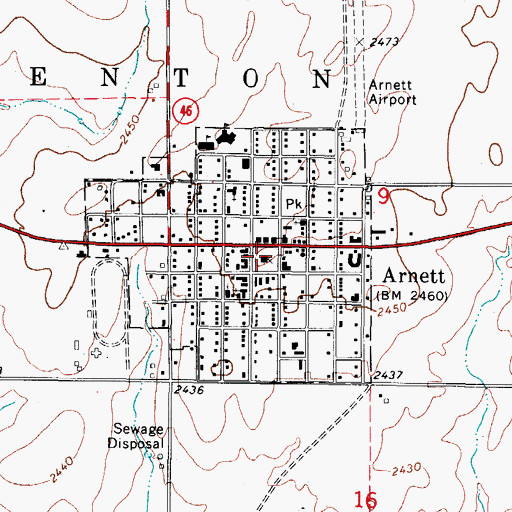 Topographic Map of Ellis County Sheriff's Office, OK