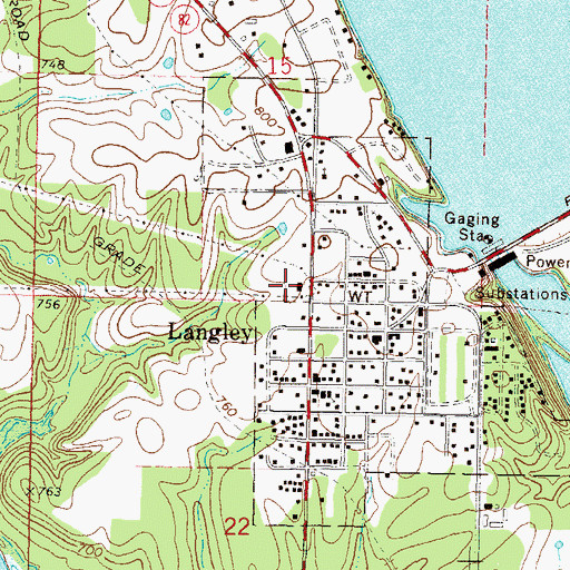 Topographic Map of Langley Police Department, OK
