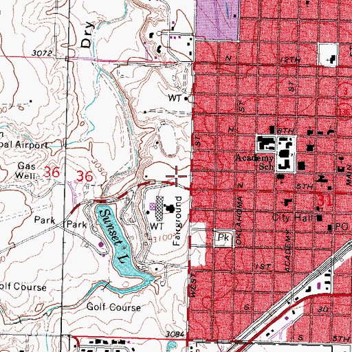 Topographic Map of Guymon Police Department, OK