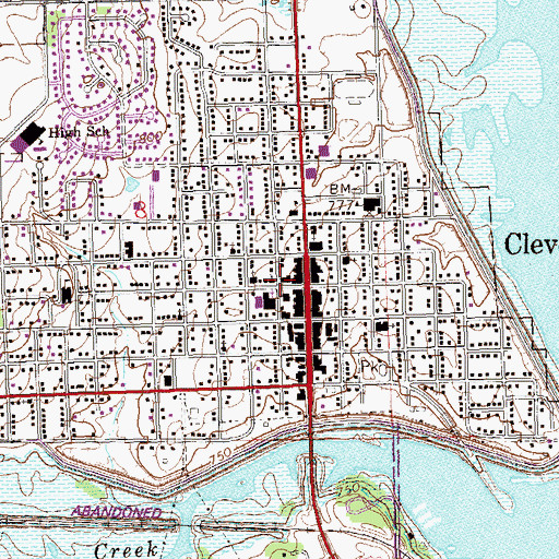 Topographic Map of Cleveland Police Department, OK